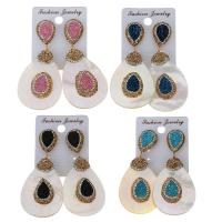 Rhinestone Clay Pave Drop Earring, with rubber earnut & Gemstone, for woman 67mm 