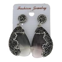 Rhinestone Clay Pave Drop Earring, with rubber earnut & Gemstone, for woman, 47mm 