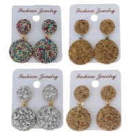 Rhinestone Clay Pave Drop Earring, with rubber earnut, for woman 35mm 