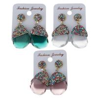 Rhinestone Clay Pave Drop Earring, with rubber earnut & Gemstone, for woman 44mm 