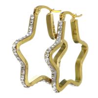 Edelstahl Hebel Rückseiten Ohrring, mit Ton, Stern, für Frau, Goldfarbe, 32x35mm, verkauft von Paar