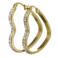Edelstahl Hebel Rückseiten Ohrring, mit Ton, Herz, für Frau, Goldfarbe, 33x37mm, verkauft von Paar