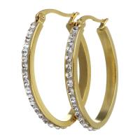 Stainless Steel Lever Back Earring, with Rhinestone Clay Pave, for woman, gold 