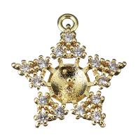 Brass Pendant Cabochon Setting, Star, micro pave cubic zirconia, gold Approx 1.5mm 