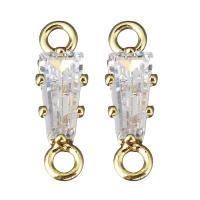Cubic Zirconia Micro Pave Brass Connector, micro pave cubic zirconia & 1/1 loop, gold Approx 1.5mm 
