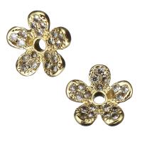 Brass Spacer Beads, Flower, micro pave cubic zirconia, gold Approx 1.5mm 