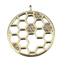 Cubic Zirconia Micro Pave Brass Pendant, micro pave cubic zirconia & hollow, gold Approx 1.5mm 