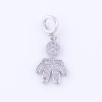 Cubic Zirconia Micro Pave Brass Pendant, with Cubic Zirconia, Boy, plated, micro pave cubic zirconia 17.5*10mm Approx 4mm 