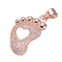 Cubic Zirconia Micro Pave Brass Pendant, with Cubic Zirconia, Foot, plated, micro pave cubic zirconia 20*12mm Approx 3.8mm 