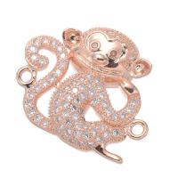 Cubic Zirconia Micro Pave Brass Pendant, with Cubic Zirconia, Monkey, plated, micro pave cubic zirconia 21*19mm 