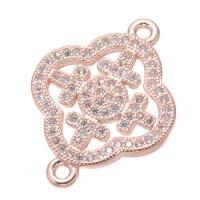 Cubic Zirconia Micro Pave Brass Connector, Four Leaf Clover, plated, micro pave cubic zirconia 23*17mm 