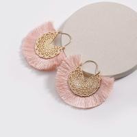 Zinc Alloy Tassel Earring, with Cotton Thread, plated, for woman & hollow 