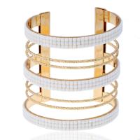 Zinc Alloy Cuff Bangle, gold color plated & for woman & with rhinestone 