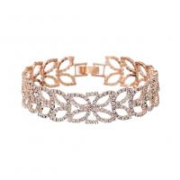 Zinc Alloy Rhinestone Bracelets, rose gold color plated, for woman & with rhinestone, nickel, lead & cadmium free, 15mm Approx 7.5 Inch 