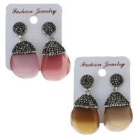 Rhinestone Clay Pave Drop Earring, with rubber earnut & Gemstone, for woman 42mm 