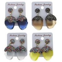 Rhinestone Clay Pave Drop Earring, with rubber earnut & Gemstone, for woman 44mm 