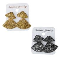 Rhinestone Clay Pave Drop Earring, with rubber earnut, for woman 31.5mm 