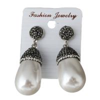 Rhinestone Clay Pave Drop Earring, with rubber earnut & Acrylic, for woman 44mm 