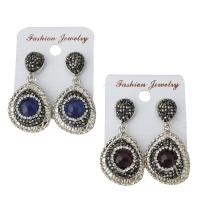 Rhinestone Clay Pave Drop Earring, with rubber earnut & Gemstone, for woman 42.5mm 