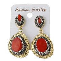Rhinestone Clay Pave Drop Earring, with rubber earnut & Gemstone, for woman 43mm 