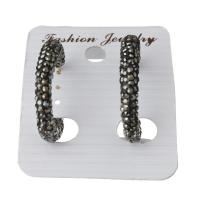 Rhinestone Clay Pave Stud Earring, with rubber earnut, for woman, black 