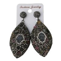 Rhinestone Clay Pave Drop Earring, with rubber earnut & Gemstone, for woman 68.5mm 
