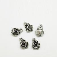 Colgantes de Aleación de Zinc en Forma Flor, chapado en color de plata antigua, 10x7x4mm, agujero:aproximado 1mm, 100PCs/Bolsa, Vendido por Bolsa