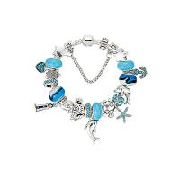 Zinc Alloy European Bracelets, with Gemstone & Rhinestone, zinc alloy magnetic clasp, plated & micro pave rhinestone & for woman, blue 