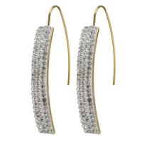 Stainless Steel Drop Earring, with Rhinestone Clay Pave, for woman, gold 