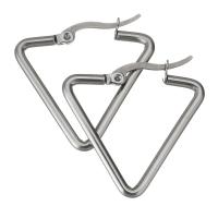 Stainless Steel Lever Back Earring, Triangle, for woman, original color 