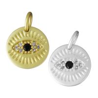 Cubic Zirconia Micro Pave Brass Pendant, Flat Round, plated, micro pave cubic zirconia Approx 3.5mm 