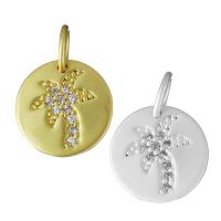 Cubic Zirconia Micro Pave Brass Pendant, Flat Round, plated, micro pave cubic zirconia Approx 3.5mm 