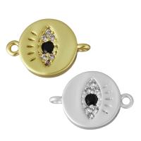 Cubic Zirconia Micro Pave Brass Connector, Flat Round, plated, micro pave cubic zirconia & 1/1 loop Approx 1.5mm 