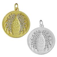 Cubic Zirconia Micro Pave Brass Pendant, Flat Round, plated, micro pave cubic zirconia Approx 3.5mm 