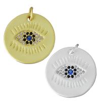 Cubique Pendentif en laiton zircon pavent, Plat rond, Placage, pavé de micro zircon, plus de couleurs à choisir Environ 3.5mm, Vendu par PC