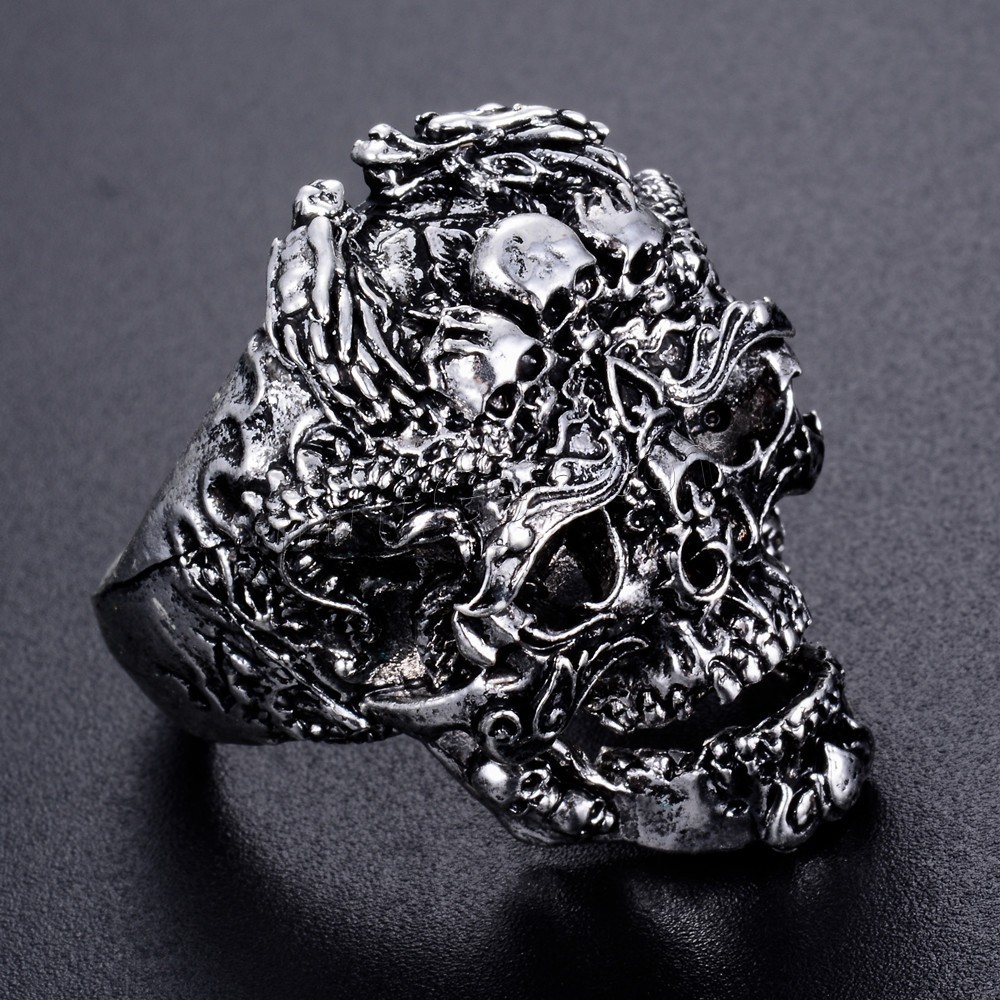 Zinc Alloy Finger Ring, Skull, plated, fashion jewelry & different size for choice & for man, more colors for choice, 30mm, Sold By PC