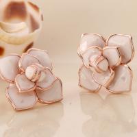 Shell Stud Earring, Flower, plated & for woman, pink, 21*20mm 