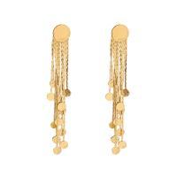 Zinc Alloy Tassel Earring, stainless steel post pin, plated, for woman, golden, 90mm 