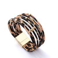 PU Leather Cord Bracelets, zinc alloy magnetic clasp, fashion jewelry & folk style & for woman 