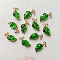Zinc Alloy Leaf Pendants, gold color plated, enamel, green Approx 2mm, Approx 