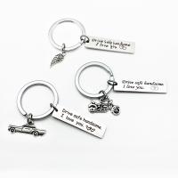 Stainless Steel Key Chain, 304 Stainless Steel & with letter pattern & blacken 30mm, Inner Approx 30mm 