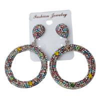 Rhinestone Clay Pave Drop Earring, with rubber earnut & Gemstone, for woman 61mm 
