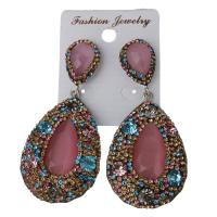 Rhinestone Clay Pave Drop Earring, with rubber earnut & Gemstone, for woman 65.5mm 