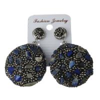 Rhinestone Clay Pave Drop Earring, with rubber earnut & Gemstone, for woman 54mm 