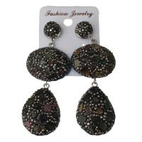 Rhinestone Clay Pave Drop Earring, with rubber earnut & Gemstone, for woman  75mm 