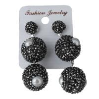 Rhinestone Clay Pave Drop Earring, with rubber earnut & Glass Pearl, for woman  57mm 