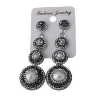 Rhinestone Clay Pave Drop Earring, with Freshwater Pearl, for woman 63mm 