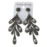 Rhinestone Clay Pave Drop Earring, with rubber earnut & Freshwater Pearl, for woman 76mm 