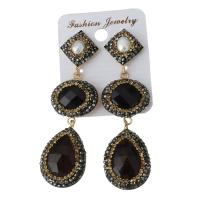 Rhinestone Clay Pave Drop Earring, with rubber earnut & Gemstone, for woman  72mm 