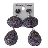 Rhinestone Clay Pave Drop Earring, with rubber earnut & Gemstone, for woman  71mm 